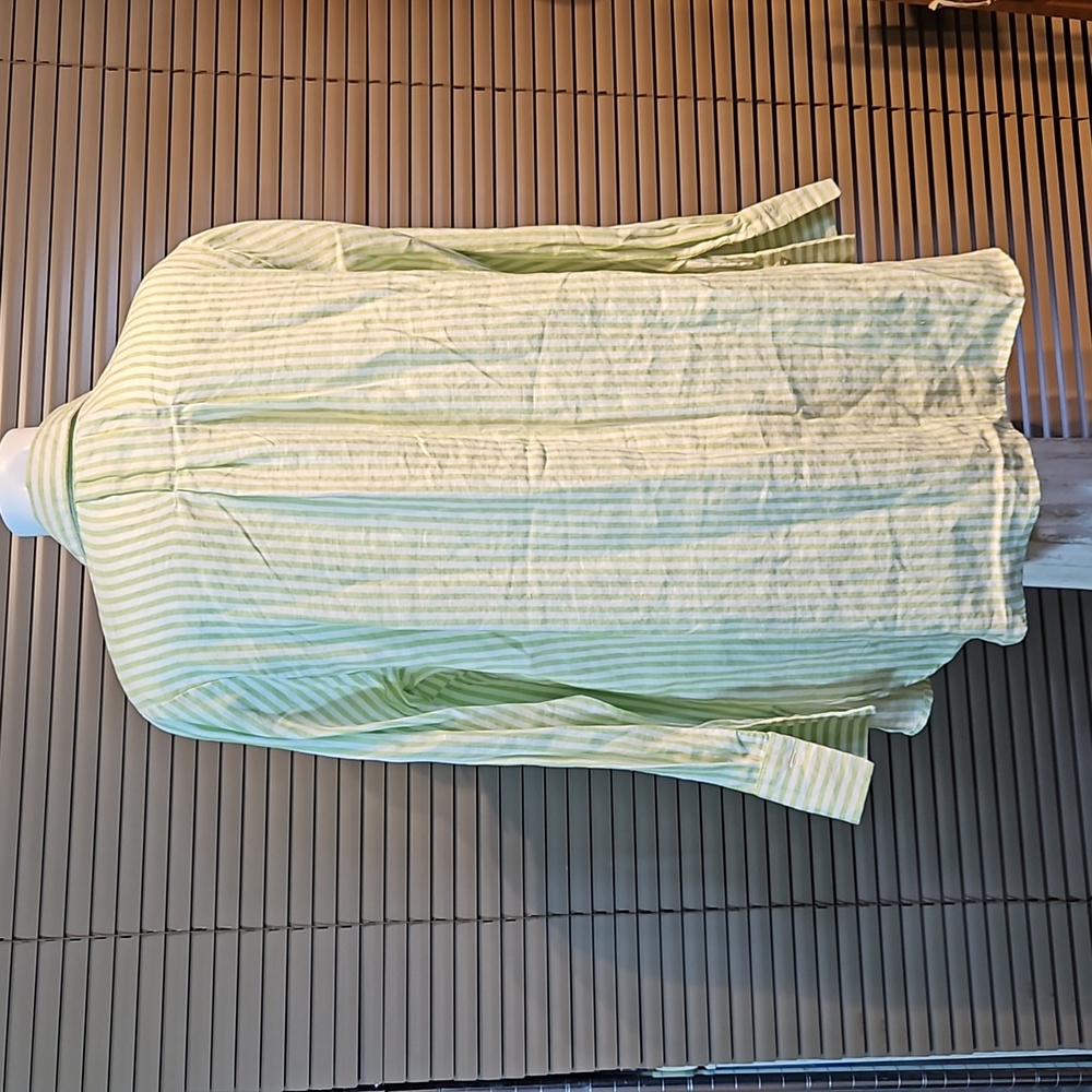BNWT fits UK size 14 16 v pretty lime stripe linen shirt tunic dress long blouse - Picture 8 of 16